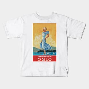 Summer Breezes in Oslo - Vintage Travel Poster Kids T-Shirt